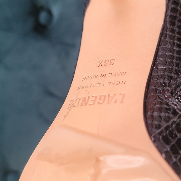 L'agence Snakeskin Black Heeled Ankle Boots size 37.5 NWT - Picture 6 of 13